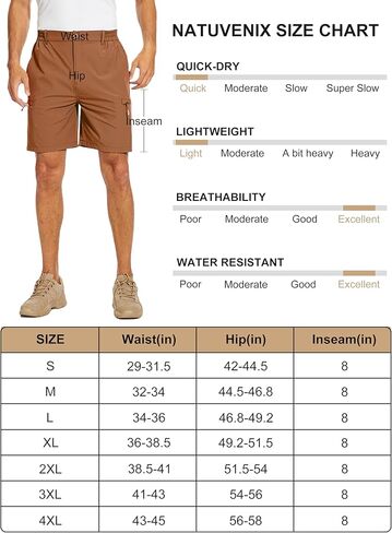 Hiking Shorts Men, Quick-Dry Fishing Shorts for Men Lightweight Stretch Work Shorts Causal Travel in Kuwait
