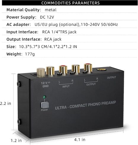 Compact Phono Turntable Preamp,Electronic Audio Stereo Phonograph Preamplifier with RCA Input in Saudi Arabia