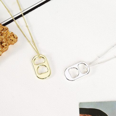 YANCHUN Soda Tab Necklace for Women Gold Layered Necklaces Trendy Soda Can Caps Necklace Paperclip Chain Necklace Outer Banks Jewelry Gift for Girls in Saudi Arabia
