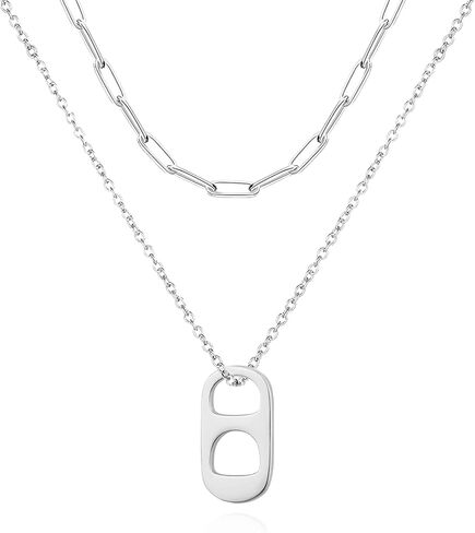 YANCHUN Soda Tab Necklace for Women Gold Layered Necklaces Trendy Soda Can Caps Necklace Paperclip Chain Necklace Outer Banks Jewelry Gift for Girls in Saudi Arabia