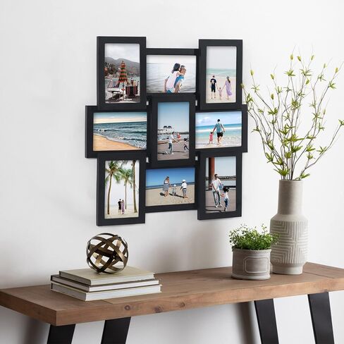 Adeco Decorative Black and White Wood ''Family'' Wall Hanging Picture Photo Frame, 5 Openings, 4x6'' in Saudi Arabia