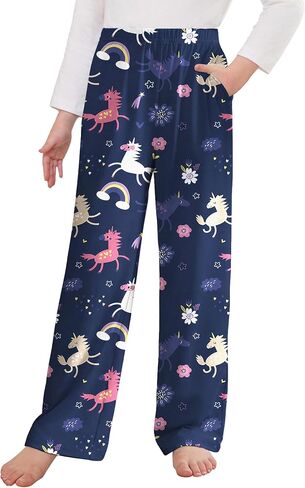 Arshiner Pajama Pants for Girls Long Sleep Plaid Pants Soft Lounge Pj Bottoms with Pockets in Kuwait