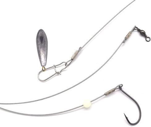 Fishing Hook Rigs with Sinker 49 Strands Steel Leaders-Saltwater Surf Fishing Tackle Kit Heavy Duty Hooks,7 * 7 Strands Steel Wire with Nylon-Coating in Saudi Arabia