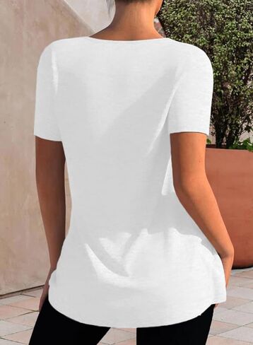 Dokotoo Womens Tops 2023 Summer Square Neck Blouse Short Sleeve T Shirts Casual Hide Belly Tunic for Leggings in Saudi Arabia