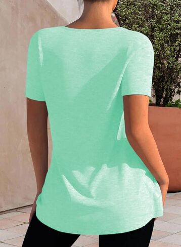 Dokotoo Womens Tops 2023 Summer Square Neck Blouse Short Sleeve T Shirts Casual Hide Belly Tunic for Leggings in Saudi Arabia