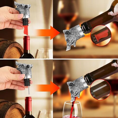 Wild Boar Head 2-in-1 Wine Aerator Bottle Pourer and Stopper for Men Women, Hunting Gifts for Hunters, Liquor Bottle Pourers Spout for Alcohol Spirits, Wine Gifts Accessories in Saudi Arabia