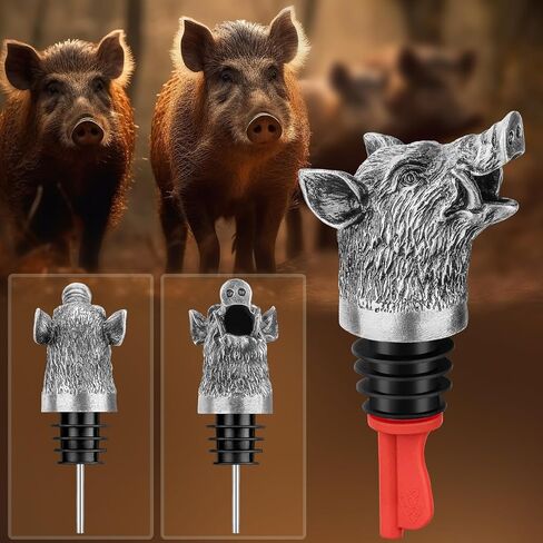 Wild Boar Head 2-in-1 Wine Aerator Bottle Pourer and Stopper for Men Women, Hunting Gifts for Hunters, Liquor Bottle Pourers Spout for Alcohol Spirits, Wine Gifts Accessories in Saudi Arabia