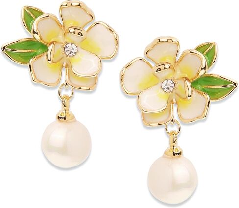 JeanBeau Large Dangle Pearl Earrings with Rhinestone Cubic Zirconia Chain - 14k Gold plated Brass, Synthetic Faux Pearl – Sparkly Long Chain/C shaped Open Hoop Drop Dangle Earrings for Women in Kuwait