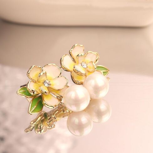 JeanBeau Large Dangle Pearl Earrings with Rhinestone Cubic Zirconia Chain - 14k Gold plated Brass, Synthetic Faux Pearl – Sparkly Long Chain/C shaped Open Hoop Drop Dangle Earrings for Women in Kuwait