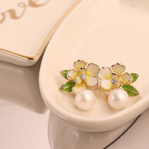 JeanBeau Large Dangle Pearl Earrings with Rhinestone Cubic Zirconia Chain - 14k Gold plated Brass, Synthetic Faux Pearl – Sparkly Long Chain/C shaped Open Hoop Drop Dangle Earrings for Women in Kuwait