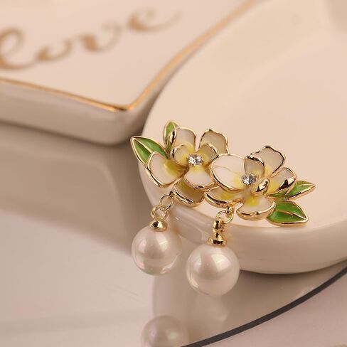 JeanBeau Large Dangle Pearl Earrings with Rhinestone Cubic Zirconia Chain - 14k Gold plated Brass, Synthetic Faux Pearl – Sparkly Long Chain/C shaped Open Hoop Drop Dangle Earrings for Women in Kuwait