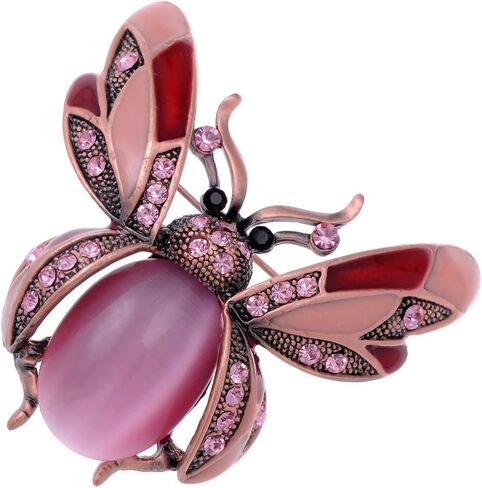 Alilang Peridot Crystal Rhinestone Ladybug Fly Insect Fashion Jewelry Brooch Pin in Saudi Arabia