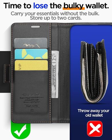 حافظة AICase متوافقة مع حافظة هاتف iphone 15 مع [حجب RFID] حافظة جلدية قابلة للطي وإغلاق مغناطيسي قوي وغطاء واقٍ وحامل بطاقة الائتمان ومسند للرجال والنساء متوافق مع هاتف iphone 15_6.1"_5 in Saudi Arabia