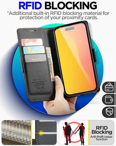 حافظة AICase متوافقة مع حافظة هاتف iphone 15 مع [حجب RFID] حافظة جلدية قابلة للطي وإغلاق مغناطيسي قوي وغطاء واقٍ وحامل بطاقة الائتمان ومسند للرجال والنساء متوافق مع هاتف iphone 15_6.1"_5 in Saudi Arabia