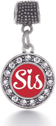 Inspired Silver - Silver Circle Charm for Bracelet with Cubic Zirconia Jewelry in Saudi Arabia