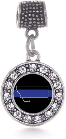Inspired Silver - Silver Circle Charm for Bracelet with Cubic Zirconia Jewelry in Saudi Arabia
