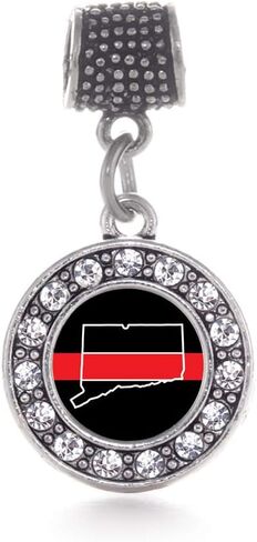 Inspired Silver - Silver Circle Charm for Bracelet with Cubic Zirconia Jewelry in Saudi Arabia