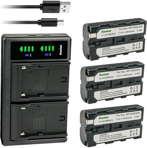 Kastar 2-Pack NP-F550/F570 بطارية وشاحن USB LTD2 بديل لكاميرا DCR-TRV58 DCR-TRV620 DCR-TRV7 DCR-TRV720 DCR-TRV735 DCR-TRV820 DCR-TRV9 DCR-TRV900 DCR-TV900 DCR-VX1000 DCR-VX2000 in Saudi Arabia