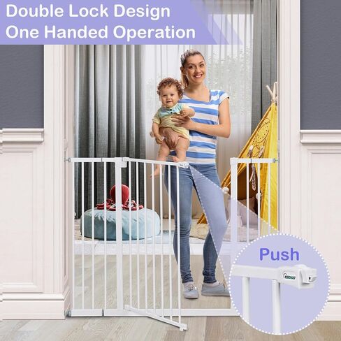 30.3"-41.7" Baby Gate for Stairs, Easy to Install Dog Gate,Auto Close Retractable Baby Gates,Pressure Mounted Baby Gate,for Pet Gate at Doorways,Sturdy Baby Gate for Stairs,30" Tall, White in Saudi Arabia
