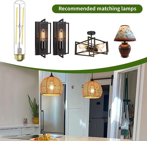 8.9 بوصة 6W T10 E26 مصابيح أنبوبية LED 60 وات مكافئة، عكس الضوء 2700K T10 لمبات إضاءة طويلة بيضاء دافئة 600LM، مصابيح إضاءة عتيقة مزخرفة بأنبوب شفاف عتيق لمصابيح المكتب، شمعدانات الحائط in Kuwait
