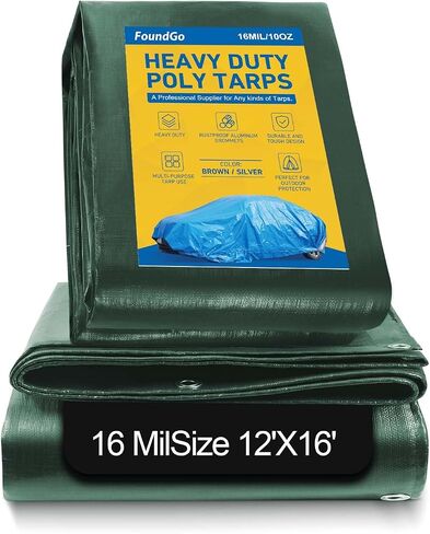 FoundGo 6′X 8′Heavy Duty Tarps 16mil, Super Thick Tarp Cover Waterproof Poly Tarpaulin with Grommets UV Resistant for Canopy, Roof Tent, Boat, Patio, RV, Pool or Camping（white） in Saudi Arabia