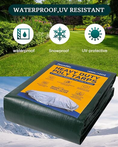 FoundGo 6′X 8′Heavy Duty Tarps 16mil, Super Thick Tarp Cover Waterproof Poly Tarpaulin with Grommets UV Resistant for Canopy, Roof Tent, Boat, Patio, RV, Pool or Camping（white） in Saudi Arabia