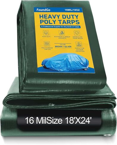 FoundGo 6′X 8′Heavy Duty Tarps 16mil, Super Thick Tarp Cover Waterproof Poly Tarpaulin with Grommets UV Resistant for Canopy, Roof Tent, Boat, Patio, RV, Pool or Camping（white） in Saudi Arabia