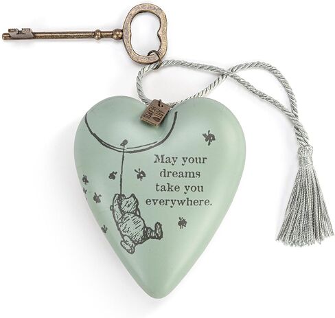 DEMDACO Art Hearts Collection Always in My Heart Angel Wings Slate Grey 3.5 x 3.5 Metal Musical Art Heart with Decorative Key in Kuwait