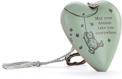 DEMDACO Art Hearts Collection Always in My Heart Angel Wings Slate Grey 3.5 x 3.5 Metal Musical Art Heart with Decorative Key in Kuwait