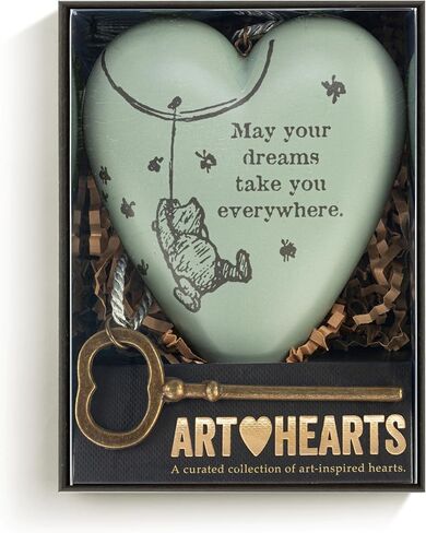 DEMDACO Art Hearts Collection Always in My Heart Angel Wings Slate Grey 3.5 x 3.5 Metal Musical Art Heart with Decorative Key in Kuwait