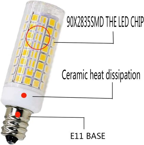 e11 led لمبة 75w 100w استبدال لمبات الهالوجين، jd t4 e11 قاعدة الشمعدانات الصغيرة 110v 120v 130 مصابيح إضاءة إدخال الجهد، حزمة من 4 (ضوء النهار 6000k) in Saudi Arabia