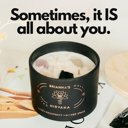 Crystal Manifestation Candle, Attract Love & Abundance | Rose Quartz | Clear Quartz | Obsidian | 3 Cotton Wicks | Meditation Candle | Healing Crystal Candle | Candles with Crystals Inside in Saudi Arabia