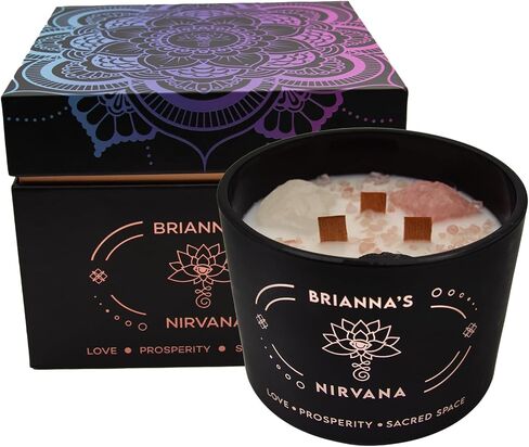Crystal Manifestation Candle, Attract Love & Abundance | Rose Quartz | Clear Quartz | Obsidian | 3 Cotton Wicks | Meditation Candle | Healing Crystal Candle | Candles with Crystals Inside in Saudi Arabia