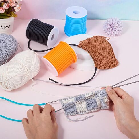 Beadthoven 2mm Hollow Pipe Rubber Tube Cords, 54.68Yards Barber Cord for Knitting Stitch Holder, Tubing Rubber Cord with Spool for Bracelet Jewelry Making DIY Crafts 1mm Hole - White in Saudi Arabia