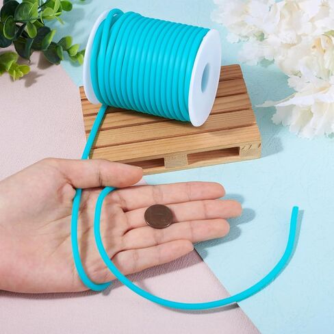 Beadthoven 2mm Hollow Pipe Rubber Tube Cords, 54.68Yards Barber Cord for Knitting Stitch Holder, Tubing Rubber Cord with Spool for Bracelet Jewelry Making DIY Crafts 1mm Hole - White in Saudi Arabia