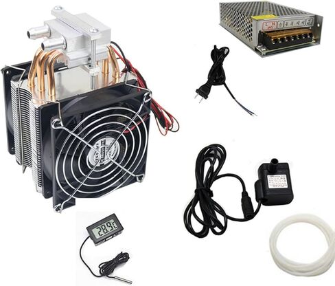 طقم مبرد تبريد أشباه الموصلات 60 وات 12 فولت، مبرد بلتييه TEC1-12706 DIY مع مروحة تبريد مزدوجة + مضخة وأنبوب غاطسة 12 فولت 3 وات + محرك إمداد طاقة بمفتاح 12 فولت 10 أمبير + مقياس حرارة مع مسبار in Kuwait