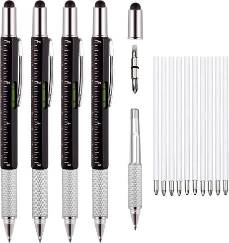 4 Pcs Multitool Pen Gifts for Men, 6 in 1 Cool Gadget with Ruler, Level, Screwdriver, Stylus, Ballpoint Pen, Unique Gift for Christmas, Father's Day, Valentine, Birthday in Saudi Arabia