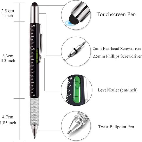 4 Pcs Multitool Pen Gifts for Men, 6 in 1 Cool Gadget with Ruler, Level, Screwdriver, Stylus, Ballpoint Pen, Unique Gift for Christmas, Father's Day, Valentine, Birthday in Saudi Arabia