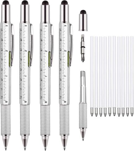 4 Pcs Multitool Pen Gifts for Men, 6 in 1 Cool Gadget with Ruler, Level, Screwdriver, Stylus, Ballpoint Pen, Unique Gift for Christmas, Father's Day, Valentine, Birthday in Saudi Arabia