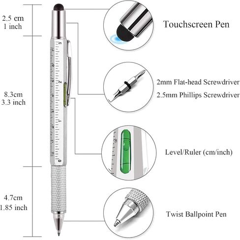 4 Pcs Multitool Pen Gifts for Men, 6 in 1 Cool Gadget with Ruler, Level, Screwdriver, Stylus, Ballpoint Pen, Unique Gift for Christmas, Father's Day, Valentine, Birthday in Saudi Arabia