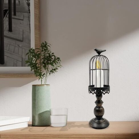 Retro Shabby Candle Holder, Bird Cage Decor,Decorative Birdcage Candle Holder Vintage Metal Candlestick for Wedding,Party Vintage Gothic Decor,Victoriana Decor,Home Decor White 11.8 Inch in Saudi Arabia