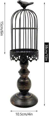 Retro Shabby Candle Holder, Bird Cage Decor,Decorative Birdcage Candle Holder Vintage Metal Candlestick for Wedding,Party Vintage Gothic Decor,Victoriana Decor,Home Decor White 11.8 Inch in Saudi Arabia