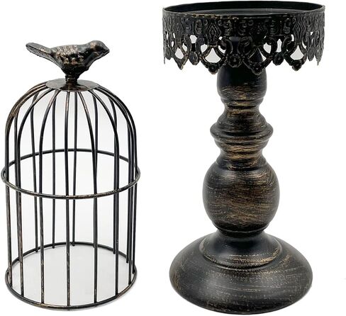Retro Shabby Candle Holder, Bird Cage Decor,Decorative Birdcage Candle Holder Vintage Metal Candlestick for Wedding,Party Vintage Gothic Decor,Victoriana Decor,Home Decor White 11.8 Inch in Saudi Arabia