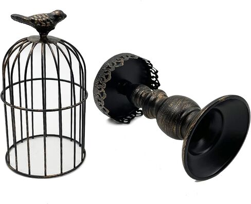 Retro Shabby Candle Holder, Bird Cage Decor,Decorative Birdcage Candle Holder Vintage Metal Candlestick for Wedding,Party Vintage Gothic Decor,Victoriana Decor,Home Decor White 11.8 Inch in Saudi Arabia