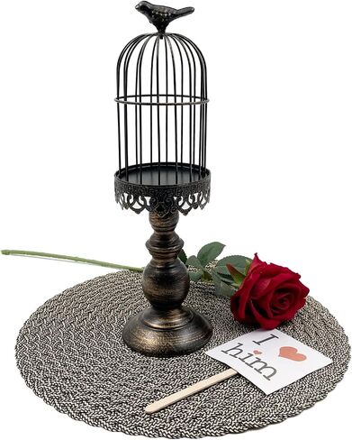 Retro Shabby Candle Holder, Bird Cage Decor,Decorative Birdcage Candle Holder Vintage Metal Candlestick for Wedding,Party Vintage Gothic Decor,Victoriana Decor,Home Decor White 11.8 Inch in Saudi Arabia