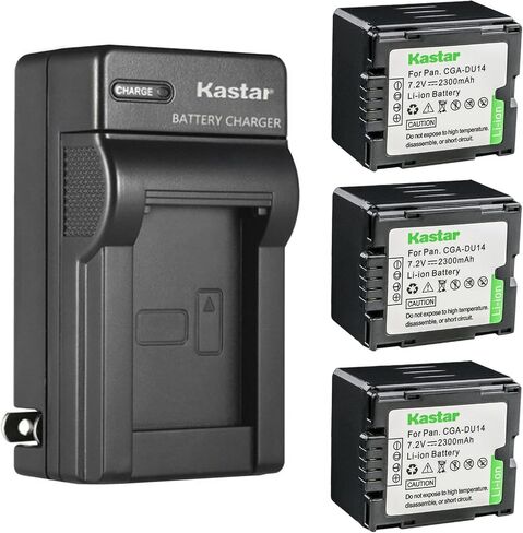Kastar 4-Pack CGA-DU14 بطارية وشاحن حائط تيار متردد بديل لباناسونيك VDR-D105، VDR-D150، VDR-D158، VDR-D160، VDR-D200، VDR-D210، VDR-D220، VDR-D230، VDR-D250 ، كاميرا VDR-D258، VDR-D300 in Saudi Arabia
