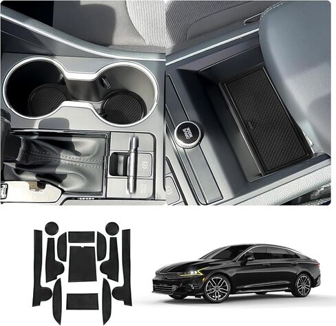 LUWU for 2025 Kia KIA K5 DL3 Center Console Liners Mats,2021-2025 K5 GT Line Cup Holder Inserts Mats 2024 2025 K5 LX/LXS/GT/EX Center Console Liner Trim Mats 2024 2025 Kia K5 Accessories (Black) in Kuwait