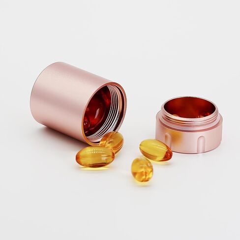 Portable Metal Small Pill Case, Aluminium Alloy Round Pill Box for Travel, Waterproof Pill Box Organizer, Pocket Daliy Pill Holder Pill Container for Medicine Vitamin Fish Oils (Black) in Kuwait