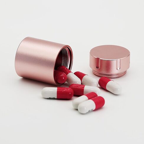 Portable Metal Small Pill Case, Aluminium Alloy Round Pill Box for Travel, Waterproof Pill Box Organizer, Pocket Daliy Pill Holder Pill Container for Medicine Vitamin Fish Oils (Black) in Kuwait