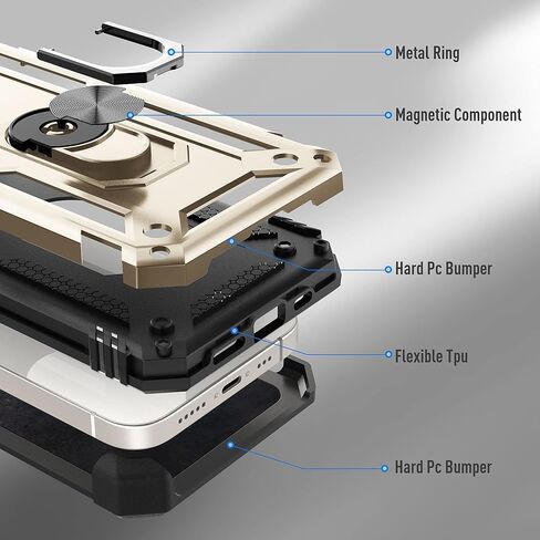 TILL for iPhone 13 Pro Max Full Coverage Heavy Duty Shockproof Phone Case Cover Built in Rotable Magnetic Ring Holder Kickstand with Holster Belt Swivel Clip for iPhone 13 Pro Max [Black] in Saudi Arabia